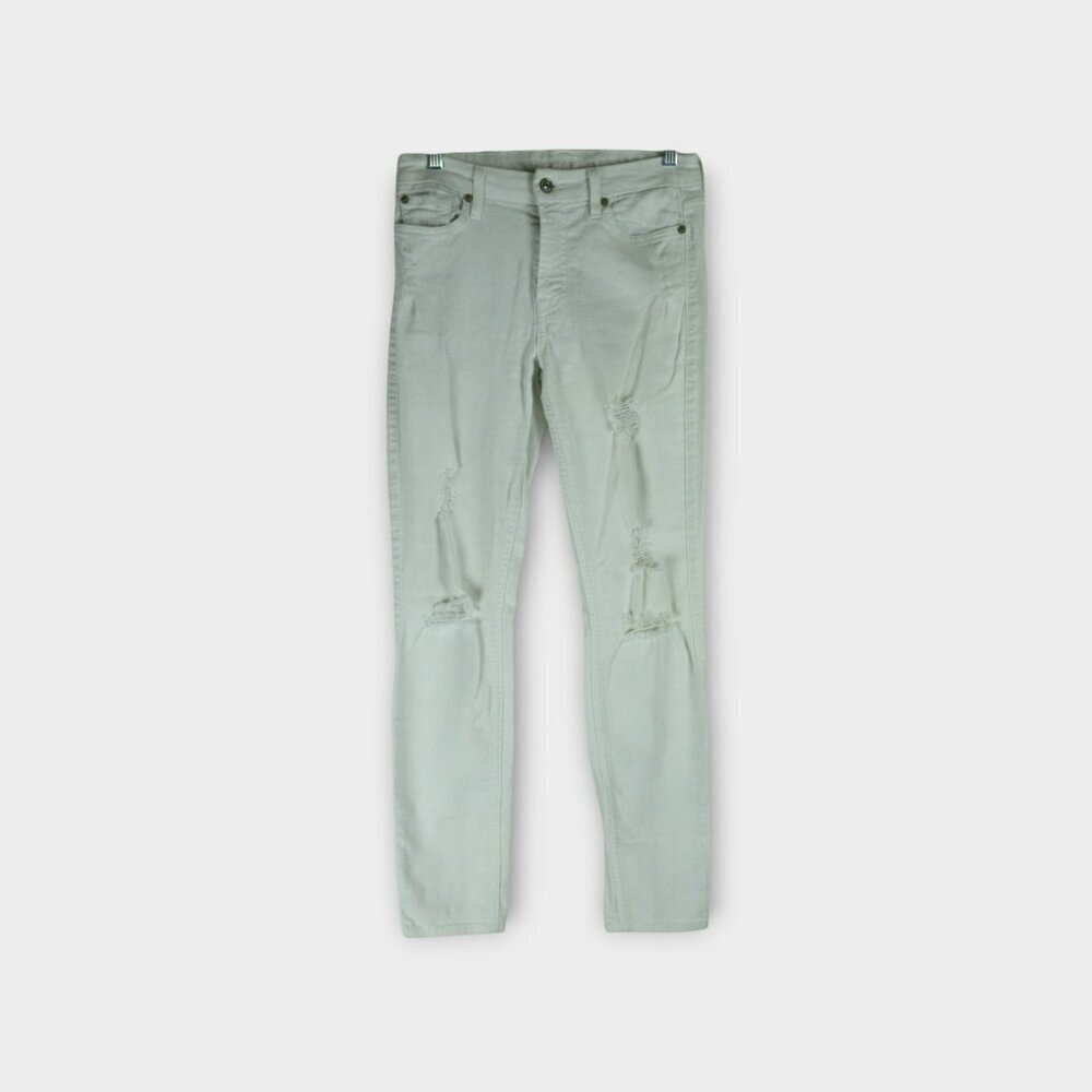 7 for all Mankind White Ankle Skinny Jeans Size 27 Distressed